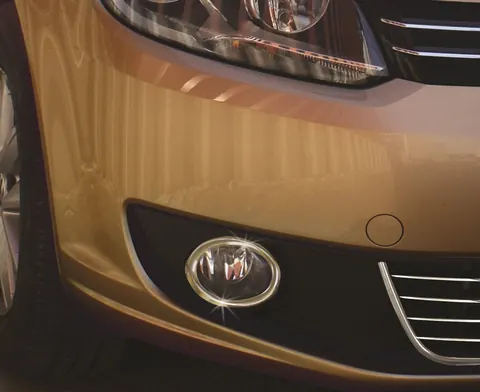 Накладки на противотуманки (2 шт., нерж) OmsaLine - Італійська нержавійка для Volkswagen Touran 2010-2015 рр — Volkswagen Touran 2010-2015 гг. DianaParts