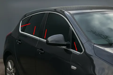 Нижня окантовка вікон (Hatchback, 8 шт, нерж) OmsaLine - Італійська нержавійка для Opel Astra J 2009-2015 рр — Opel Astra J 2009-2015 гг. DianaParts