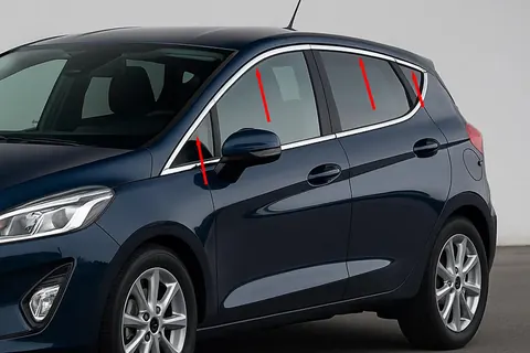 Верхня окантовка вікон (8 шт, нерж) для Ford Fiesta 2017- рр — Ford Fiesta 2017- гг. DianaParts