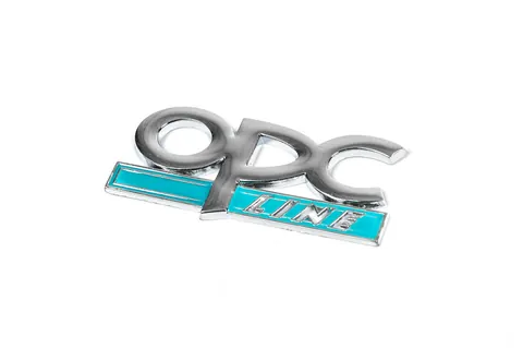 Металевий шильдик на багажник OPC Line (Хром-2026блакитний) для Opel — Opel DianaParts