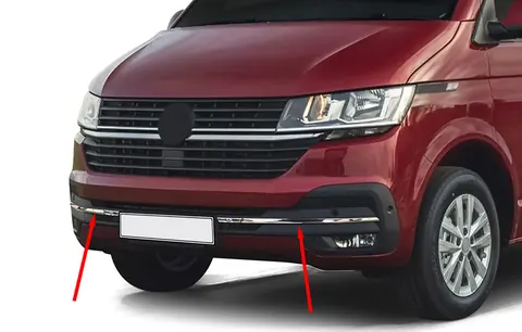 Накладка на решітку бампера 2019-2026 (3 шт, нерж) для Volkswagen T6 рр — Volkswagen T6 2015-2024 гг. DianaParts