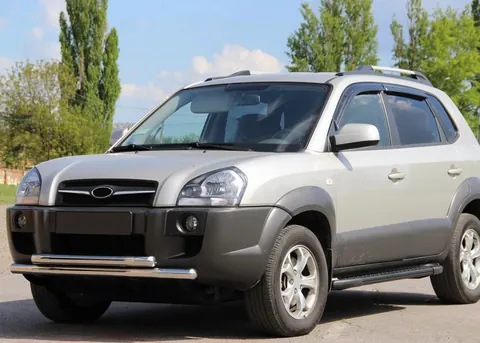 Передній захист ST014 (нерж.) для Hyundai Tucson JM 2004- рр — Hyundai Tucson JM 2004- гг. DianaParts