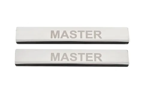 Накладки на дверні пороги V4 (2 шт, нерж.) для Renault Master 2011-2023 рр — Renault Master 2011-2023 гг. DianaParts