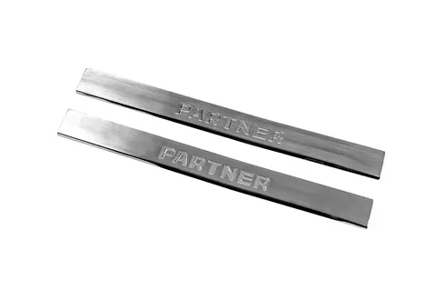 Накладки на пороги V2 (Carmos, 2 шт., сталь) для Peugeot Partner 1996-2008 рр — Peugeot Partner 1996-2008 гг. DianaParts