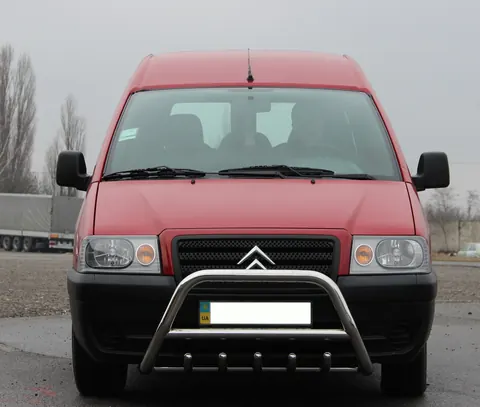 Кенгурятник WT003 (нерж) d60, з написом Citroen для Citroen Jumpy 1996-2007 рр — Citroen Jumpy 1996-2007 гг. DianaParts