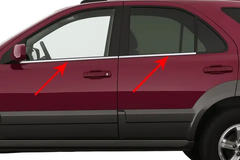 Окантовка вікон (4 шт, нерж) OmsaLine - Італійська нержавійка для Kia Sorento I BL 2002-2009 рр — Kia Sorento I BL 2002-2009 гг. DianaParts