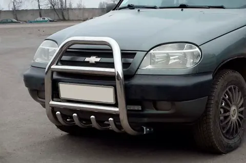 Кенгурятник QT007 (нерж) для Chevrolet Niva 1998-2020 рр — Chevrolet Niva 1998-2020 гг. DianaParts