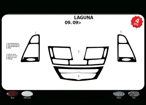 Накладки на панель (Meric, Туреччина) карбон для Renault Laguna 2007-2015 рр — Renault Laguna 2007-2015 гг. DianaParts