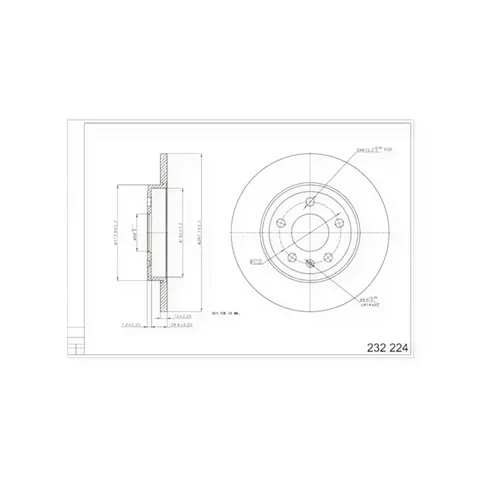 Диск гальмівний Audi A4 B7 задній (d288x12mm) HART — Гальмівна система DianaParts