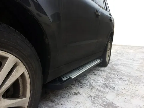 Бокові пороги Allmond Grey (2 шт., алюм.) для Hyundai Santa Fe 2 2006-2012 рр — Hyundai Santa Fe 2 2006-2012 гг. DianaParts