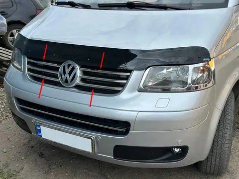 Накладки на решітку (6 шт, нерж) Carmos - Турецька сталь для Volkswagen T5 Caravelle 2004-2010 рр — Volkswagen T5 Caravelle 2004-2010 гг. DianaParts