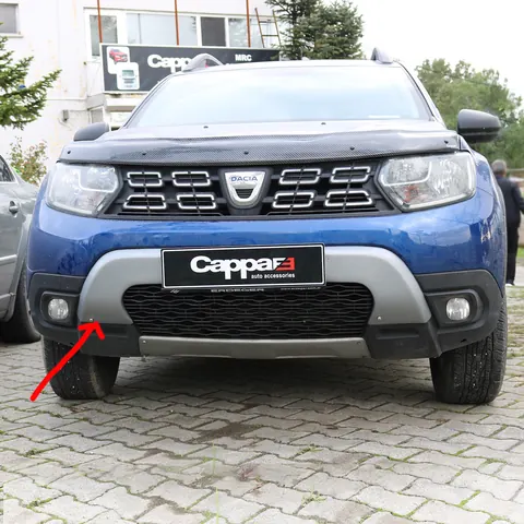 Накладка на передній бампер верхня (ABS, сіра) для Dacia Duster 2018-2024 рр — Dacia Duster 2018-2024 гг. DianaParts