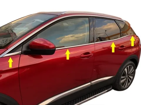 Нижні молдинги стекол (8 шт, нерж) Carmos - Турецька сталь для Peugeot 3008 2016-2023 рр — Peugeot 3008 2016-2023 гг. DianaParts