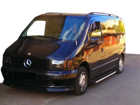 Бокові пороги Maya V1 (2 шт., алюміній) для Mercedes Vito W638 1996-2003 рр — Mercedes Vito W638 1996-2003 гг. DianaParts
