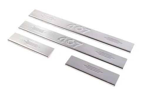 Накладки на пороги (Carmos V2, 4 шт, нерж) для Peugeot 407 2004-2011 рр — Peugeot 407 2004-2011 гг. DianaParts