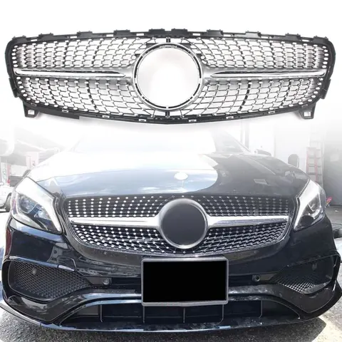 Передня решітка Diamond SIlver (2015-2018) для Mercedes A-сlass W176 рр — Mercedes A-сlass W176 2012-2018 гг. DianaParts