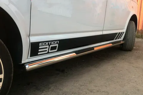 Бічні труби (2 шт., нерж) 60мм, Коротка база для Volkswagen T6 2015-2024 рр — Volkswagen T6 2015-2024 гг. DianaParts