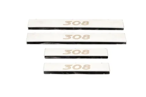 Накладки на пороги (Carmos, 4 шт, сталь) для Peugeot 308 2007-2013 рр — Peugeot 308 2007-2013 гг. DianaParts