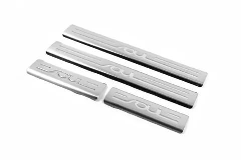 Накладки на пороги OmsaLine (4 шт., нерж.) для Kia Soul I 2008-2013 рр — Kia Soul I 2008-2013 гг. DianaParts