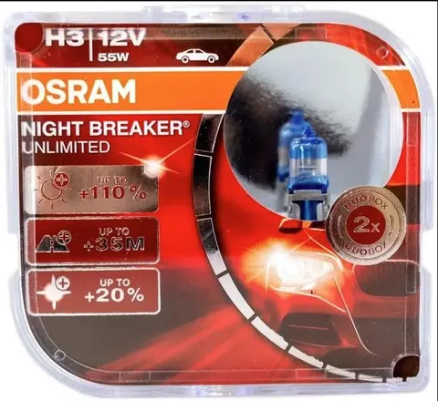 Лампа головного світла Osram H3 55W 64151nbu Night Breaker Unlimited -2026110% (2 шт) — Универсальные аксессуары DianaParts