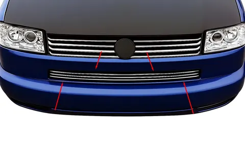 Накладки на решітку в бампер Прямий капот (3 шт, нерж) для Volkswagen T4 Caravelle/Multivan 1990-2003 рр — Volkswagen T4 Caravelle/Multivan 1990–2003 гг. DianaParts