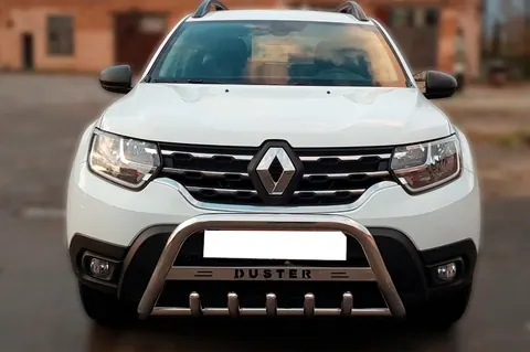 Кенгурятник з написом WT004 (нерж.) для Dacia Duster 2018-2024 рр — Dacia Duster 2018-2024 гг. DianaParts
