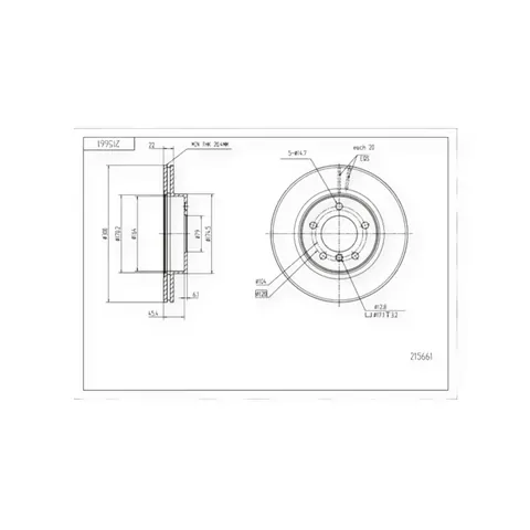Диск гальмівний BMW 3 (E46) передній (300x22mm) HART — Гальмівна система DianaParts
