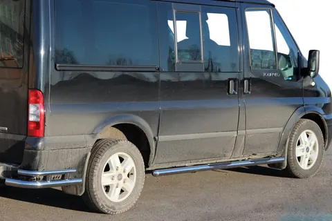 Бічні труби BB002 (2 шт., нерж.) 60 мм, L1 (коротка) для Ford Transit 2000-2014 рр — Ford Transit 2000–2014 гг. DianaParts