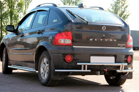Задній захист AK005-2 (нерж) для SsangYong Action 2005-2018 рр — SsangYong Action 2005-2018 гг. DianaParts