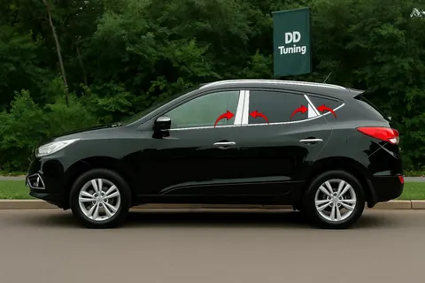 Молдинг дверних стійок (8 шт, нерж.) для Hyundai IX-35 2010-2015 рр — Hyundai IX-35 2010-2015 гг. DianaParts