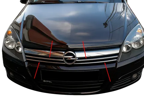 Накладки на решітку (4 шт., нерж.) для Opel Astra H 2004-2013 рр — Opel Astra H 2004-2013 гг. DianaParts