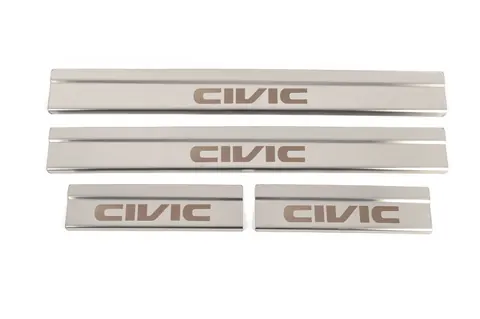 Накладки на пороги (4 шт, нерж) для Honda Civic Sedan X 2016-2021 рр — Honda Civic Sedan X 2016-2021 гг. DianaParts