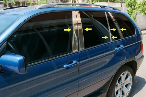 Молдинги дверних стійок (8 шт., нерж.) для BMW X5 E53 1999-2006 рр — BMW X5 E53 1999–2006 гг. DianaParts