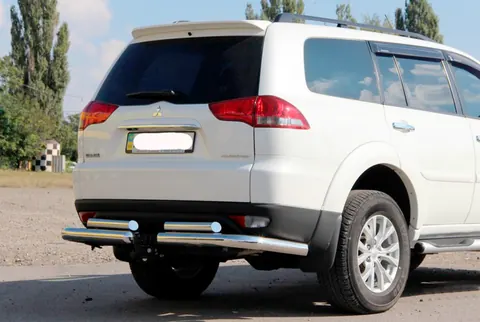 Задній захист AK003-Special (2 шт., нерж) для Mitsubishi Pajero Sport 2008-2015 рр — Mitsubishi Pajero Sport 2008-2015 гг. DianaParts
