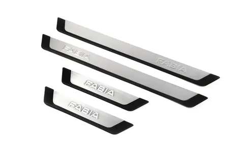 Накладки на пороги OmsaLine-Flexill (4 шт) для Skoda Fabia 2014-2021 рр — Skoda Fabia 2014-2021 гг. DianaParts