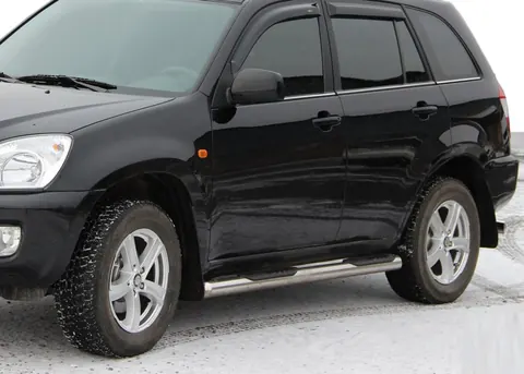 Бічні труби (2 шт., нерж.) Ø60 з пластиковими вставками для Chery Tiggo 1 2005-2016 рр — Chery Tiggo 1 2005-2016 гг. DianaParts