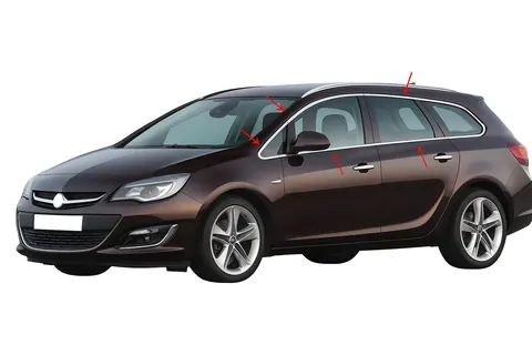Повна окантовка стекол (Sport Tourer, 12 шт, нерж) для Opel Astra J 2009-2015 рр — Opel Astra J 2009-2015 гг. DianaParts