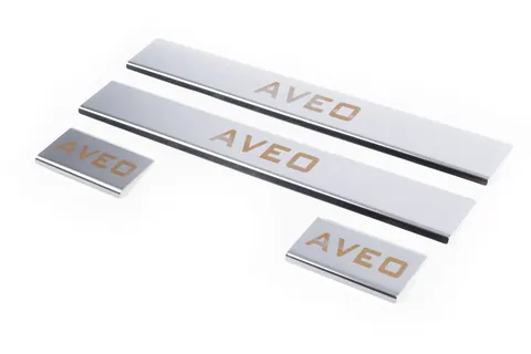 Накладки на пороги Carmos V1 (4 шт, нерж.) для Chevrolet Aveo T300 2011-2020 рр — Chevrolet Aveo T300 2011-2020 гг. DianaParts