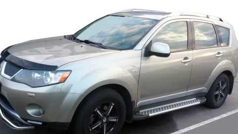 Бокові пороги Allmond Grey (2 шт., алюм.) для Mitsubishi Outlander 2012-2021 рр — Mitsubishi Outlander 2012-2021 гг. DianaParts