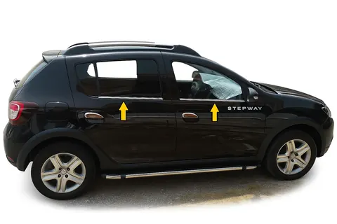 Окантовка вікон (4 шт., нерж.) OmsaLine - Італійська нержавійка для Renault Sandero 2013-2022 рр — Renault Sandero 2013-2022 гг. DianaParts