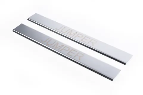 Накладки на дверні пороги Carmos (2 шт, нерж.) для Citroen Jumper 2007-2025 рр — Citroen Jumper 2007-2025 гг. DianaParts