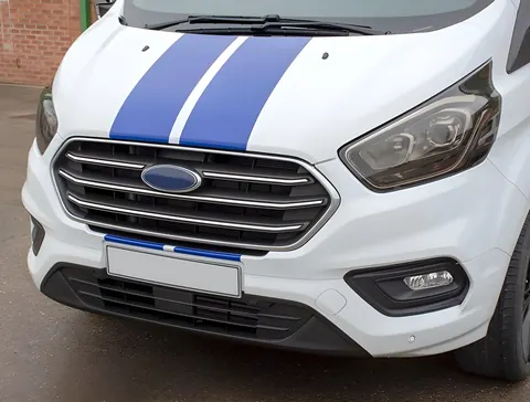 Накладки на решітку радіатора 2018-2026 (4 шт., нерж.) для Ford Custom рр — Ford Custom 2013-2022 гг. DianaParts