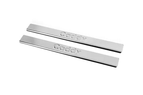 Накладки на дверні пороги Carmos V2 (2 шт, нерж) для Volkswagen Caddy 2010-2015 рр — Volkswagen Caddy 2010-2015 гг. DianaParts