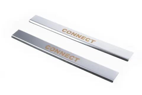Накладки на пороги Carmos V1 (2 шт, нерж) для Ford Connect 2002-2006 рр — Ford Connect 2002–2006 гг. DianaParts