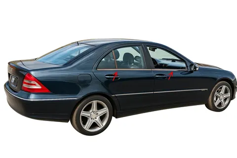 Окантовка стекол (нерж.) 6 шт, SW, Carmos - Турецька сталь для Mercedes C-class W203 2000-2007 рр — Mercedes C-class W203 2000-2007 гг. DianaParts