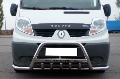 Кенгурятник з вусами Exclusive (нерж.) для Renault Trafic 2001-2015 рр — Renault Trafic 2001–2015 гг. DianaParts