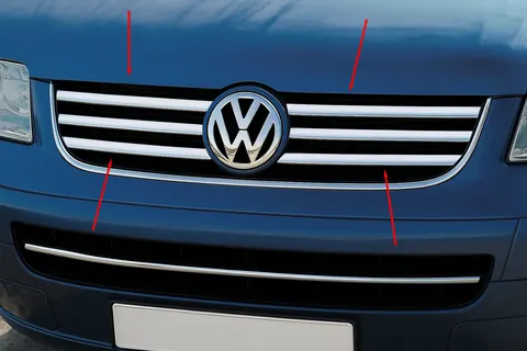 Накладки на решітку (6 шт, нерж) OmsaLine - Італійська нержавійка для Volkswagen T5 Multivan 2003-2010 рр — Volkswagen T5 Multivan 2003–2010 гг. DianaParts