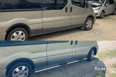 Бічні труби (2 шт., нерж.) 70 мм, коротка база для Renault Trafic 2015- рр — Renault Trafic 2015- гг. DianaParts