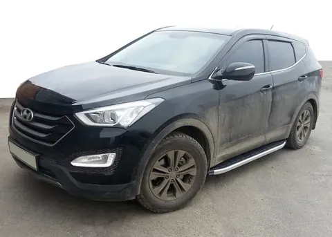 Бокові пороги Fullmond (2 шт., алюм.) для Hyundai Santa Fe 3 2012-2018 рр — Hyundai Santa Fe 3 2012-2018 гг. DianaParts