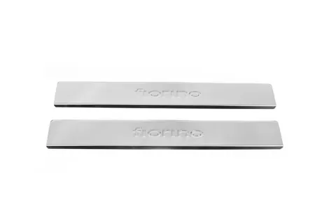 Накладки на пороги Carmos V2 (2 шт, нерж.) для Fiat Fiorino/Qubo 2008-2024 рр — Fiat Fiorino/Qubo 2008-2024 гг. DianaParts